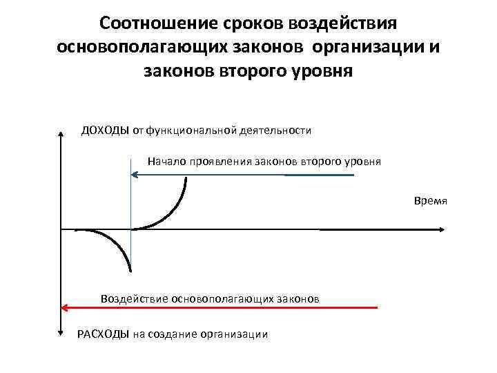 Соотношение сроков воздействия основополагающих законов организации и законов второго уровня ДОХОДЫ от функциональной деятельности