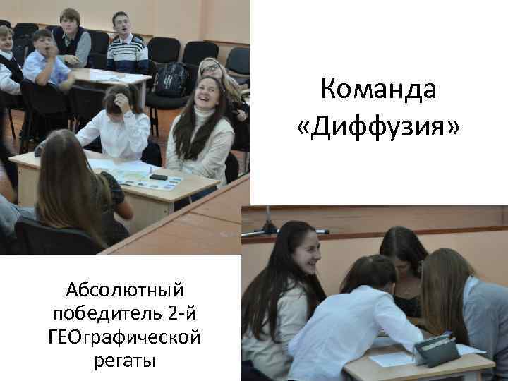 Команда «Диффузия» Абсолютный победитель 2 -й ГЕОграфической регаты 