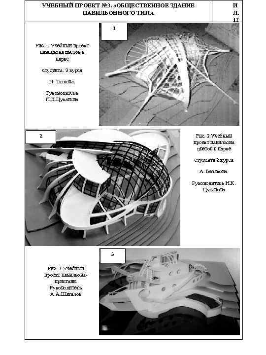 УЧЕБНЫЙ ПРОЕКТ № 3. «ОБЩЕСТВЕННОЕ ЗДАНИЕ ПАВИЛЬОННОГО ТИПА И Л. 12 1 Рис. 1.