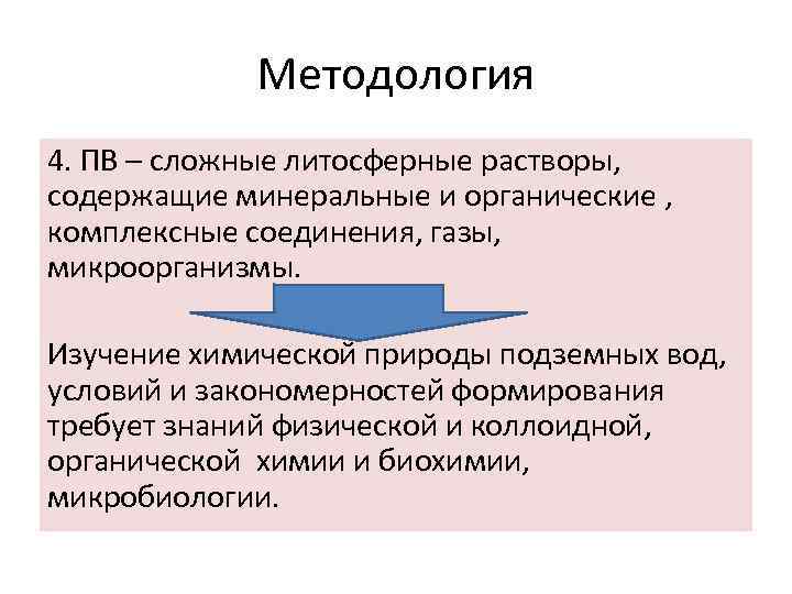Методология 4. ПВ – сложные литосферные растворы, содержащие минеральные и органические , комплексные соединения,