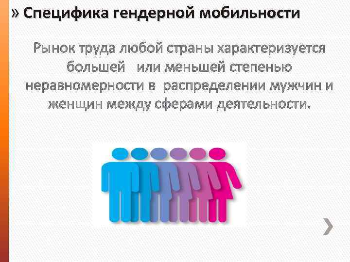 » Специфика гендерной мобильности Рынок труда любой страны характеризуется большей или меньшей степенью неравномерности
