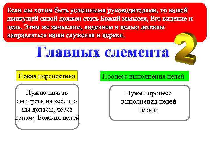Если мы хотим быть успешными руководителями, то нашей движущей силой должен стать Божий замысел,