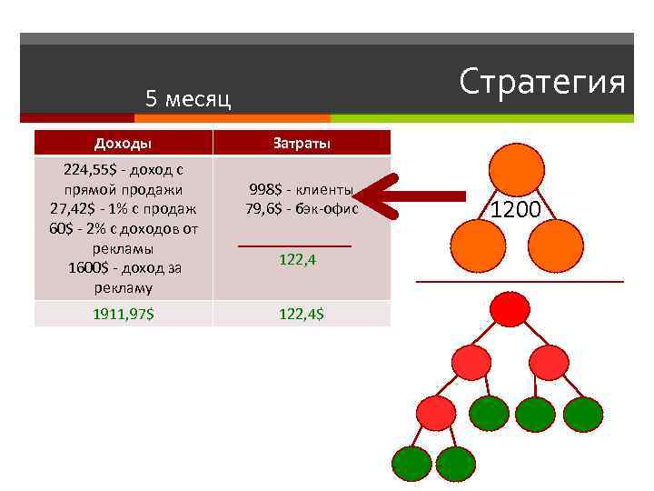 Стратегия 5 месяц Доходы 224, 55$ - доход с прямой продажи 27, 42$ -