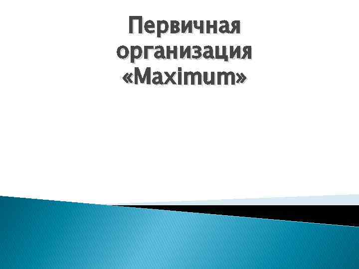 Первичная организация «Maximum» 