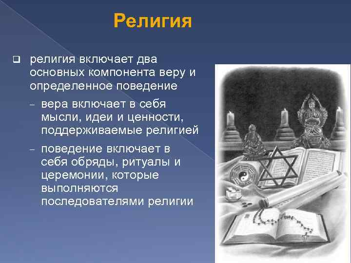 Религия q религия включает два основных компонента веру и определенное поведение вера включает в