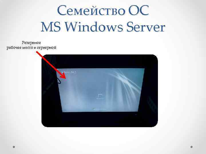 Семейство ОС MS Windows Server Резервное рабочее место в серверной 