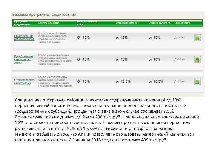 Специальная программа «Молодые учителя» подразумевает сниженный до 10% первоначальный взнос и возможность оплаты части