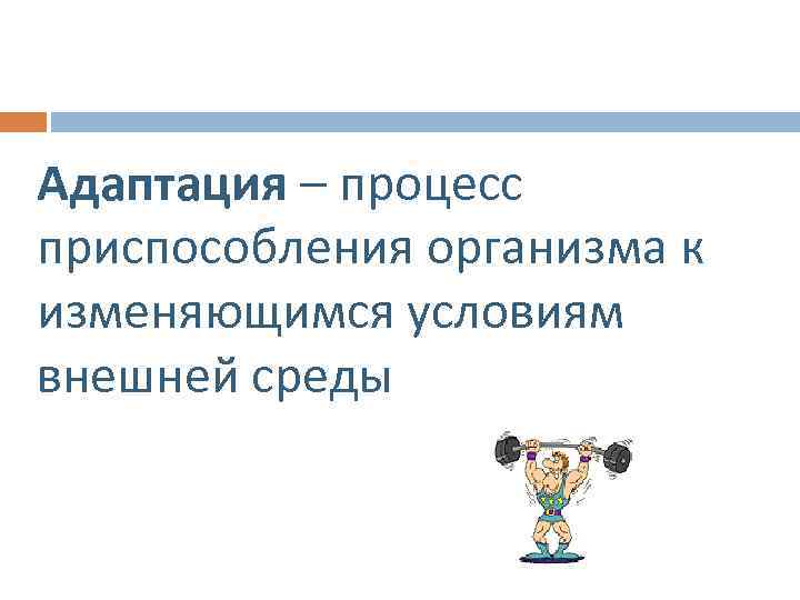 Адаптация – процесс приспособления организма к изменяющимся условиям внешней среды 