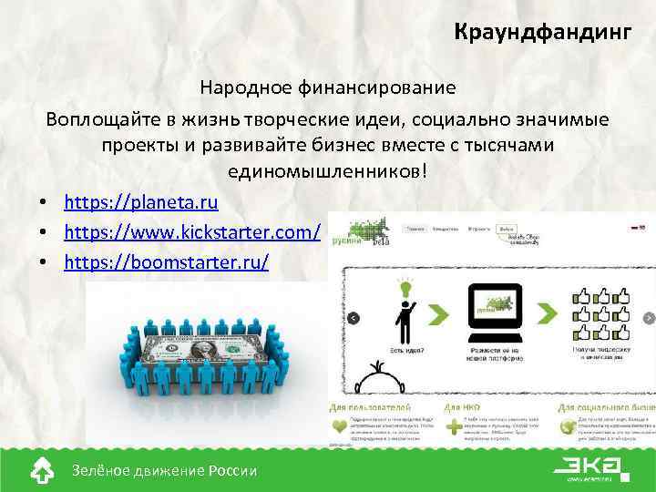Краундфандинг Народное финансирование Воплощайте в жизнь творческие идеи, социально значимые проекты и развивайте бизнес