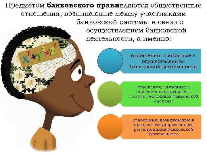 Предметом банковского права являются общественные отношения, возникающие между участниками банковской системы в связи с