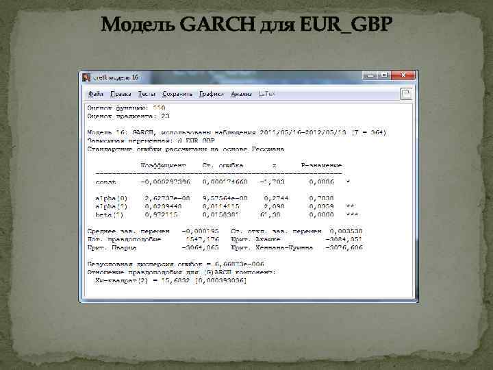 Модель GARCH для EUR_GBP 