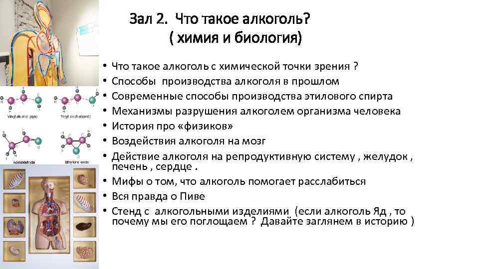 Зал 2. Что такое алкоголь? ( химия и биология) Что такое алкоголь с химической