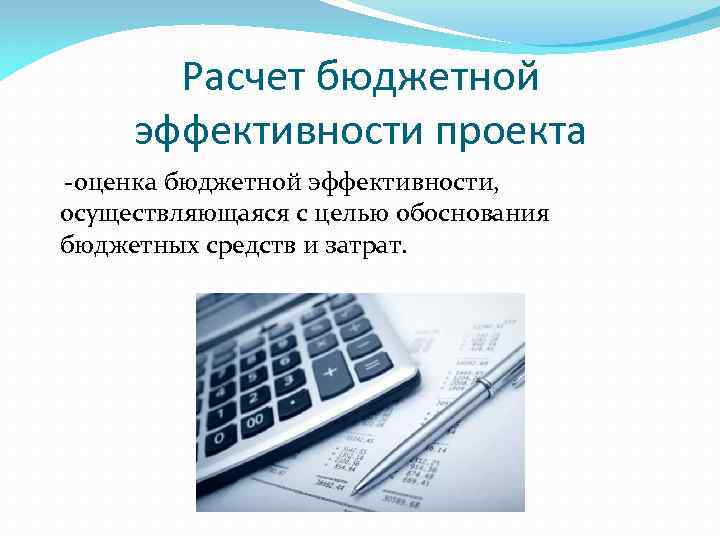 Расчет бюджетной эффективности проекта -оценка бюджетной эффективности, осуществляющаяся с целью обоснования бюджетных средств и