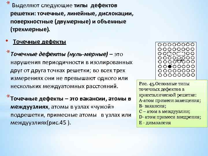 Дефекты решетки. Дефекты кристаллов: точечные, линейные, двумерные.. Точечные линейные поверхностные дефекты. Точечные, линейные и двумерные дефекты.. Точечный линейный объемное дефекты.