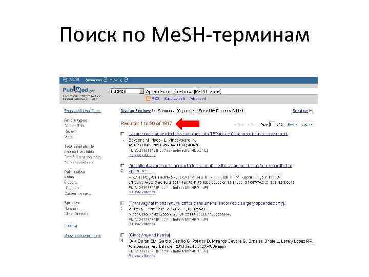 Поиск по Me. SH-терминам 