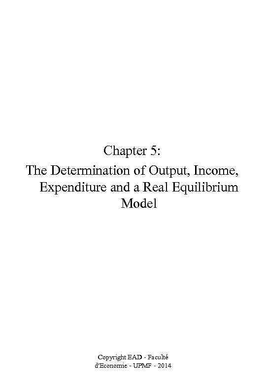 Chapter 5: The Determination of Output, Income, Expenditure and a Real Equilibrium Model Copyright