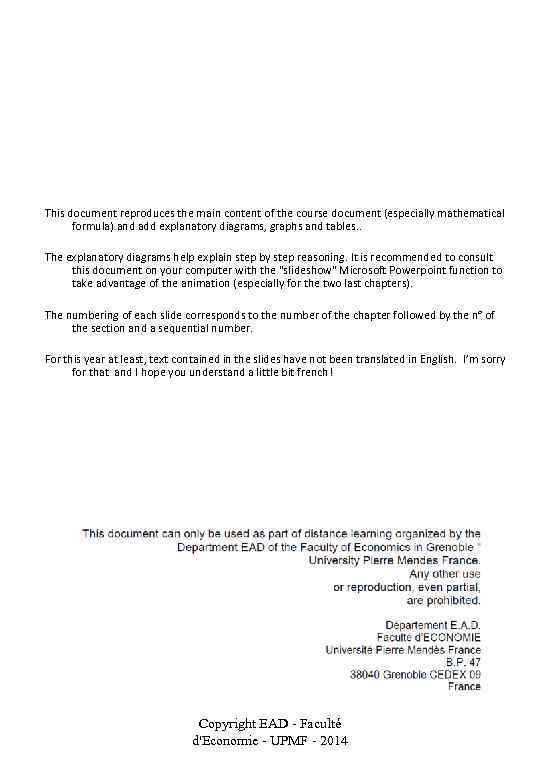 This document reproduces the main content of the course document (especially mathematical formula) and