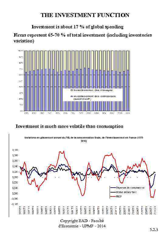 THE INVESTMENT FUNCTION Investment is about 17 % of global spending Firms represent 65