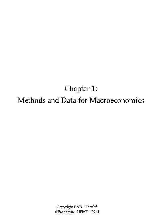 Chapter 1: Methods and Data for Macroeconomics Copyright EAD - Faculté d'Economie - UPMF