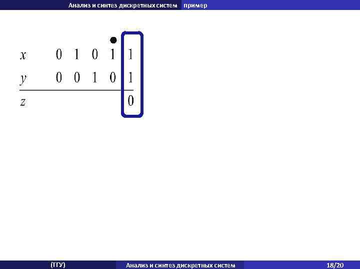 Анализ и синтез дискретных систем пример (ТГУ) Анализ и синтез дискретных систем 18/20 