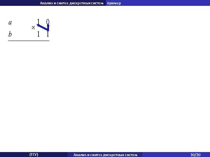 Анализ и синтез дискретных систем пример (ТГУ) Анализ и синтез дискретных систем 20/20 