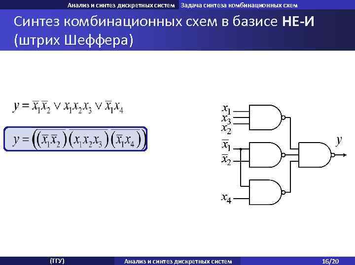 Задача синтеза. Базис Шеффера схема. Синтез и исследование комбинационных цифровых устройств. Синтез комбинационных схем. Синтез комбинационных схем в базисе и или не.