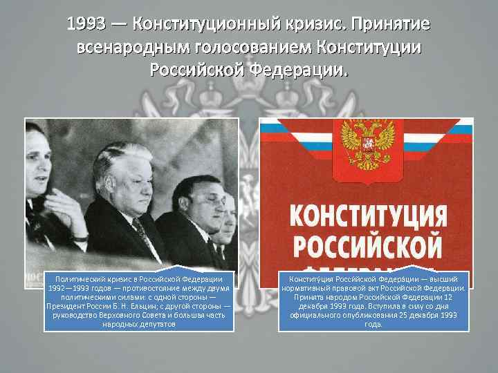 Политико конституционный кризис 1993 г новая конституция россии презентация