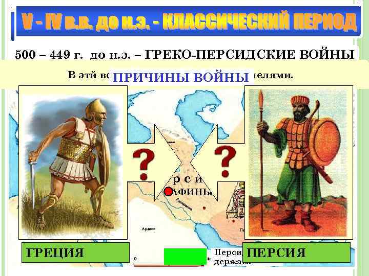 500 – 449 г. до н. э. – ГРЕКО-ПЕРСИДСКИЕ ВОЙНЫ Грец и я Сравните