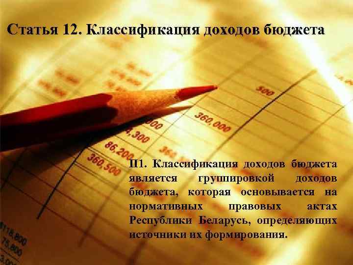 Статья 12. Классификация доходов бюджета П 1. Классификация доходов бюджета является группировкой доходов бюджета,