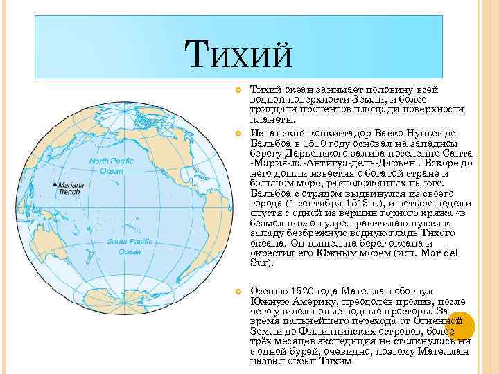 Соотношение площади земли и тихого океана