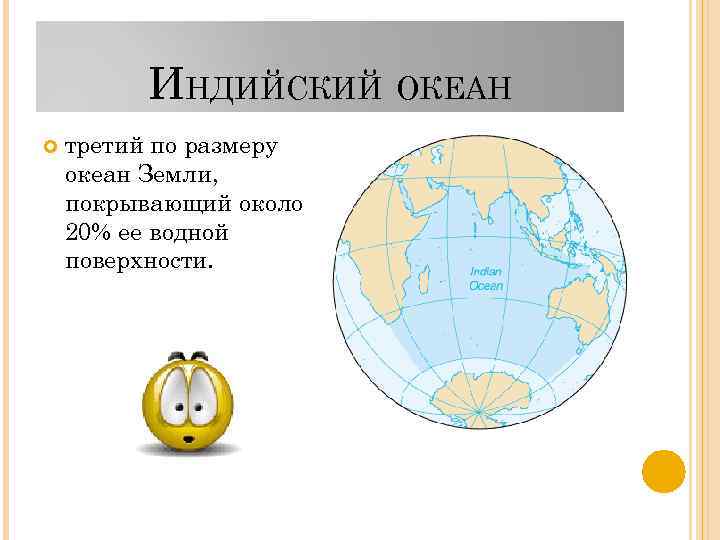 ИНДИЙСКИЙ ОКЕАН третий по размеру океан Земли, покрывающий около 20% ее водной поверхности. 