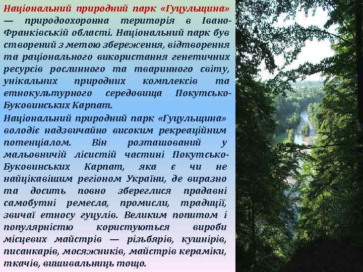 Національний природний парк «Гуцульщина» — природоохоронна територія в Івано. Франківській області. Національний парк був