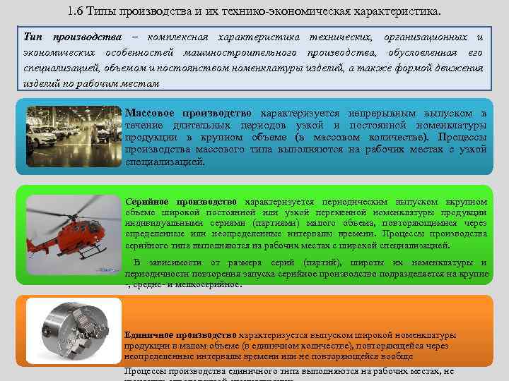 Типы производства и их технико экономическая характеристика презентация