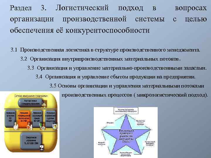 Раздел 3. Логистический подход в вопросах организации производственной системы с целью обеспечения её конкурентоспособности