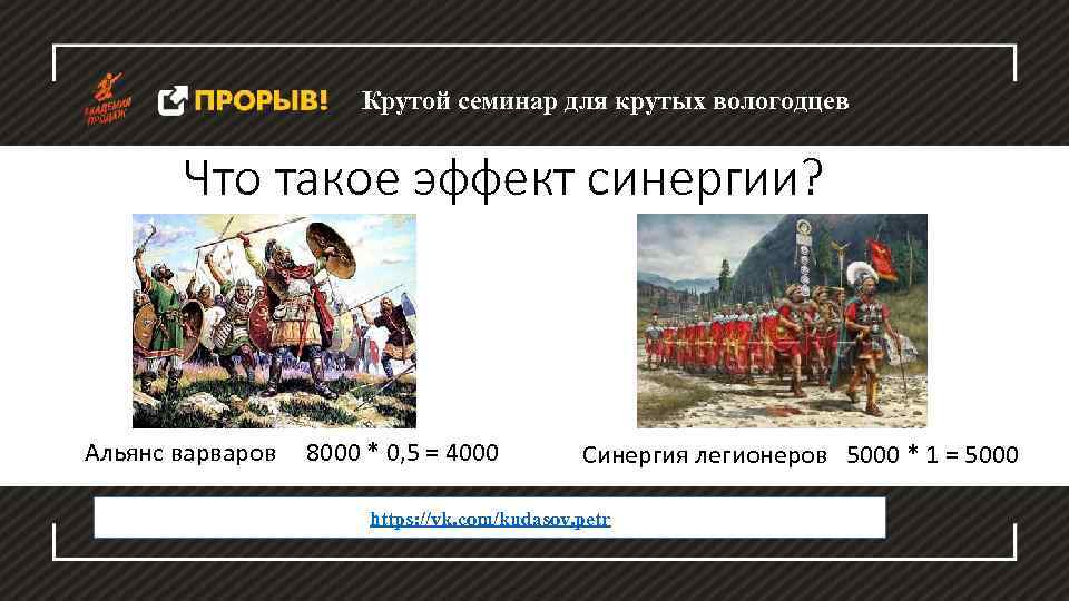 Крутой семинар для крутых вологодцев Что такое эффект синергии? Альянс варваров 8000 * 0,