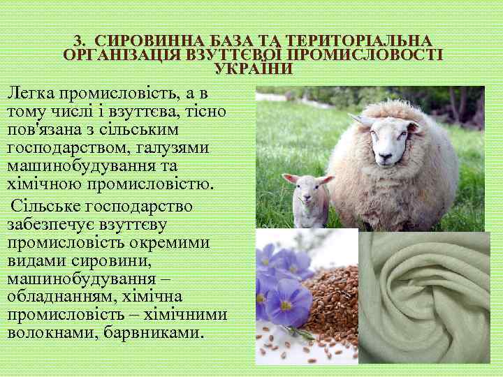 3. СИРОВИННА БАЗА ТА ТЕРИТОРІАЛЬНА ОРГАНІЗАЦІЯ ВЗУТТЄВОЇ ПРОМИСЛОВОСТІ УКРАЇНИ Легка промисловість, а в тому