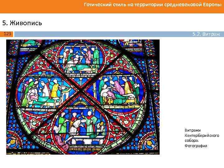Готический стиль на территории средневековой Европы 5. Живопись 123 5. 2. Витражи Кентерберийского собора.