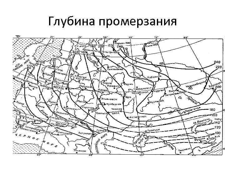 Карта глубины промерзания почвы в московской области