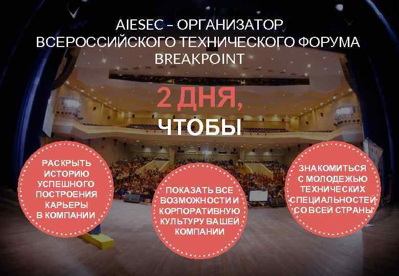 AIESEC – ОРГАНИЗАТОР ВСЕРОССИЙСКОГО ТЕХНИЧЕСКОГО ФОРУМА BREAKPOINT 2 ДНЯ, ЧТОБЫ РАСКРЫТЬ ИСТОРИЮ УСПЕШНОГО ПОСТРОЕНИЯ