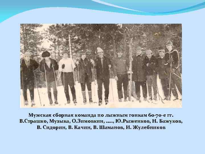 Мужская сборная команда по лыжным гонкам 60 -70 -е гг. В. Страшко, Музыка, О.