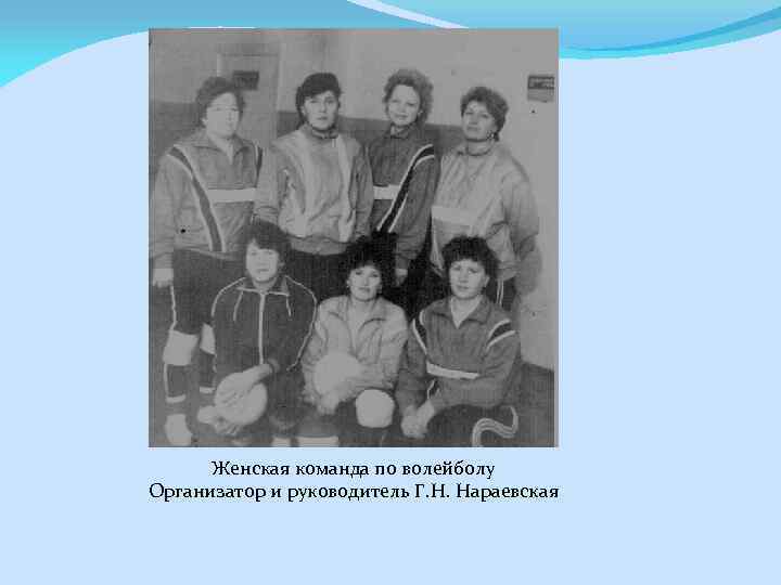 Женская команда по волейболу Организатор и руководитель Г. Н. Нараевская 