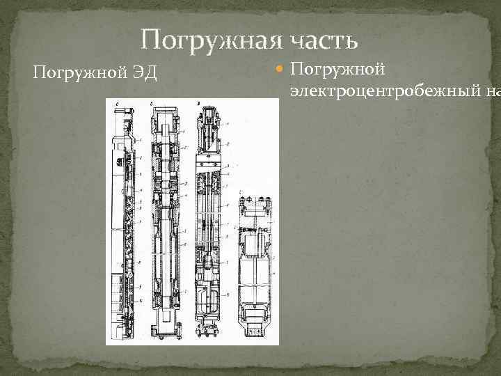 Погружная часть Погружной ЭД Погружной электроцентробежный на 