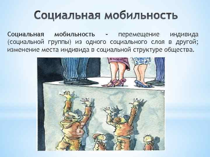 Cоциальная мобильность перемещение индивида (социальной группы) из одного социального слоя в другой; изменение места