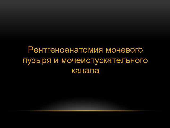 Рентгеноанатомия мочевого пузыря и мочеиспускательного канала 