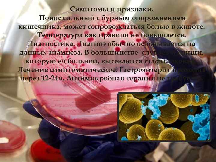 Симптомы и признаки. Понос сильный с бурным опорожнением кишечника, может сопровождаться болью в животе.