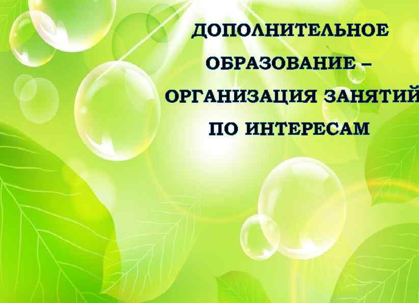 ДОПОЛНИТЕЛЬНОЕ ОБРАЗОВАНИЕ – ОРГАНИЗАЦИЯ ЗАНЯТИЙ ПО ИНТЕРЕСАМ 