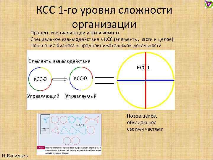 КСС 1 -го уровня сложности организации Процесс специализации управляемого Специальное взаимодействие в КСС (элементы,