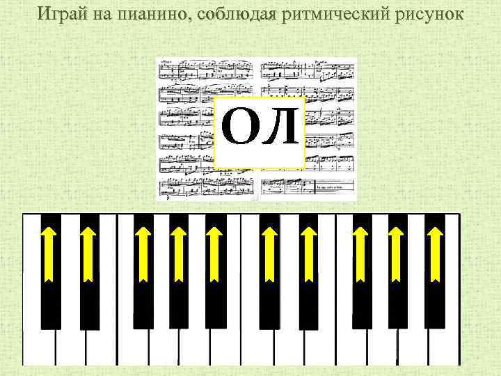 Играй на пианино, соблюдая ритмический рисунок ОЛ 