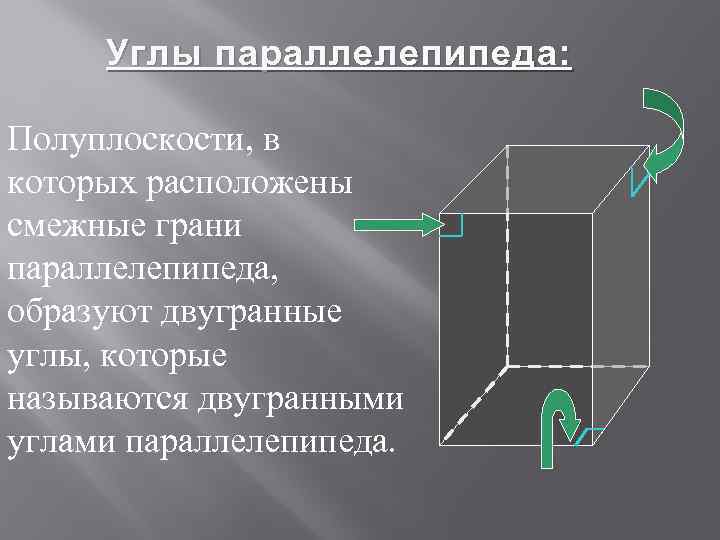 3 сколько двугранных углов имеет прямоугольный параллелепипед сделайте чертеж и укажите несколько