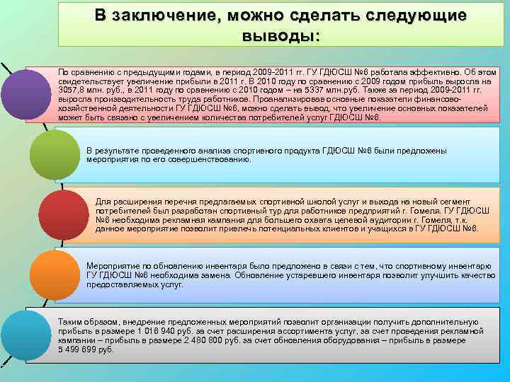 В заключение, можно сделать следующие выводы: По сравнению с предыдущими годами, в период 2009